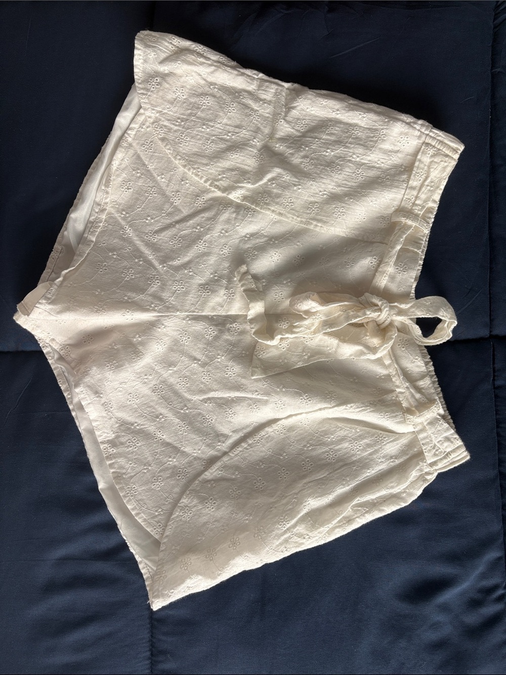 Candie's White Eyelet Tie-Waist High-Rise Shorts